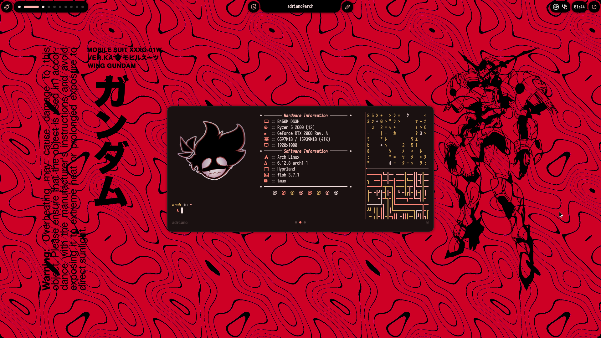 Ax-Shell: A hackable shell for Hyprland, powered by Fabric.
